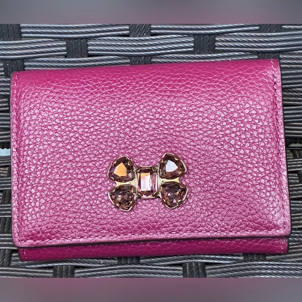 Coach Pebbled Leather Compact Wallet - Fuchsia Pink
